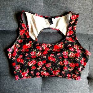 SOLD ON Ⓜ️ Black and Red Floral Forever 21 Crop Top.